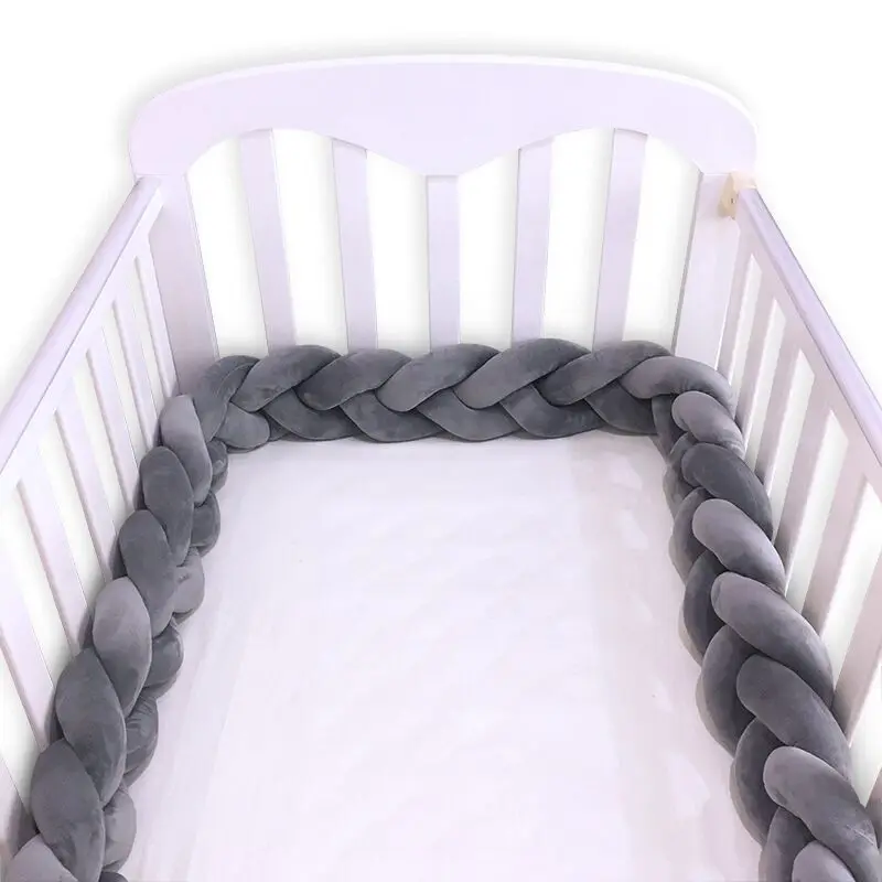 dark gray Бортики в кроватку Детские накладка на перила кроватки 200 см новорожденных детская кроватка детская кроватки протектор малыша постельные принадлежности набор номер Тур де ЛИТ tresse бортики в кроватку декор комнаты - Цвет: dark gray