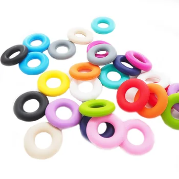 

Chenkai 10PCS BPA Free Silicone Doughnut Teether Beads Baby Donut Teething Beads For Making DIY Baby Teether Toy Accessories