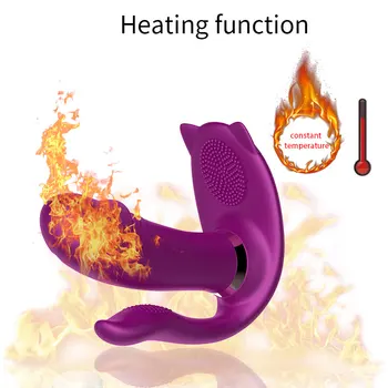 Wearable Heating Dildo Vibrator Remote Control Clitoris G-Spot and Anus Triple Massager Female Rechargeable 3