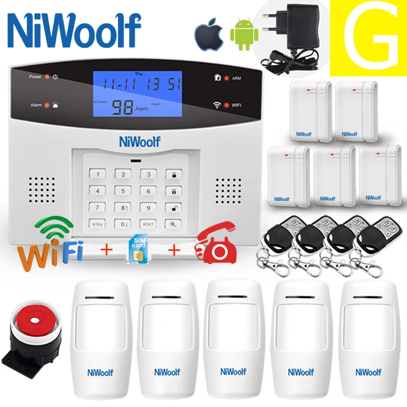 G Wifi PSTN GSM сигнализация совместима с 433 МГц беспроводной/проводной детектор датчик двери сигнализация Умный дом релейный выход телефон приложение - Цвет: G