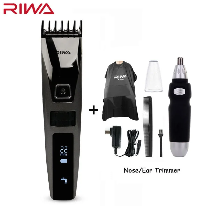 with Nose Trimmer 2 Riwa K3 профессиональная машинка для стрижки волос одна Встроенная расческа перезаряжаемая Водонепроницаемая Мужская машинка для стрижки волос беспроводной ЖК-дисплей - Цвет: with Nose Trimmer 2