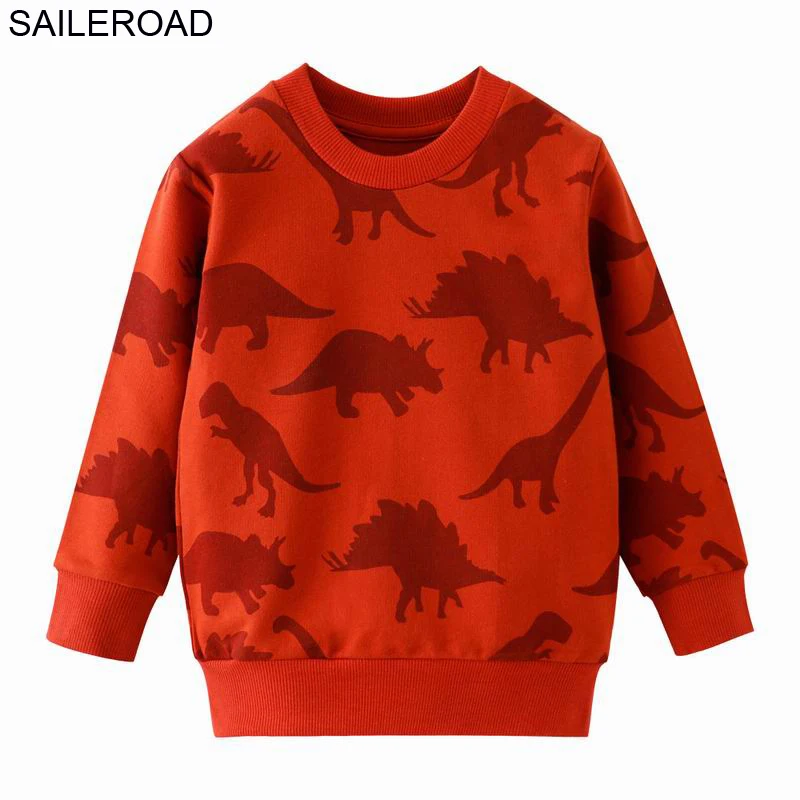 SAILEROAD Осенние детские кофты Dinosaur Toddler Kid Baby Girl Boy Одежда с длинным рукавом Мультфильм Печатные футболки Топы - Цвет: 9065 same picture