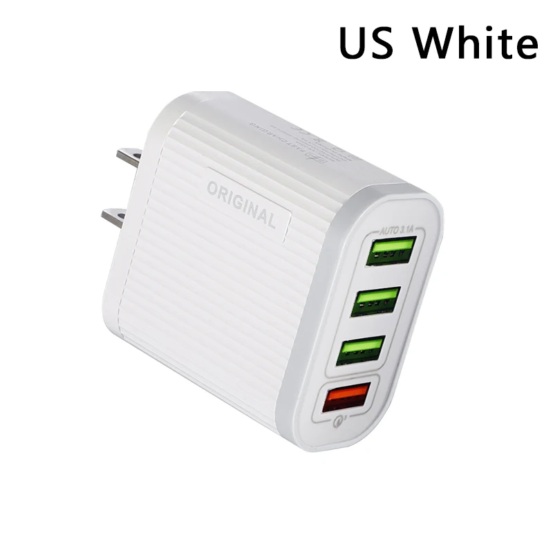 Мульти USB зарядное устройство для iPhone samsung Xiaomi Mi Быстрая зарядка Turbo несколько настенных зарядных устройств EU US Plug зарядное устройство для мобильного телефона - Тип штекера: US White