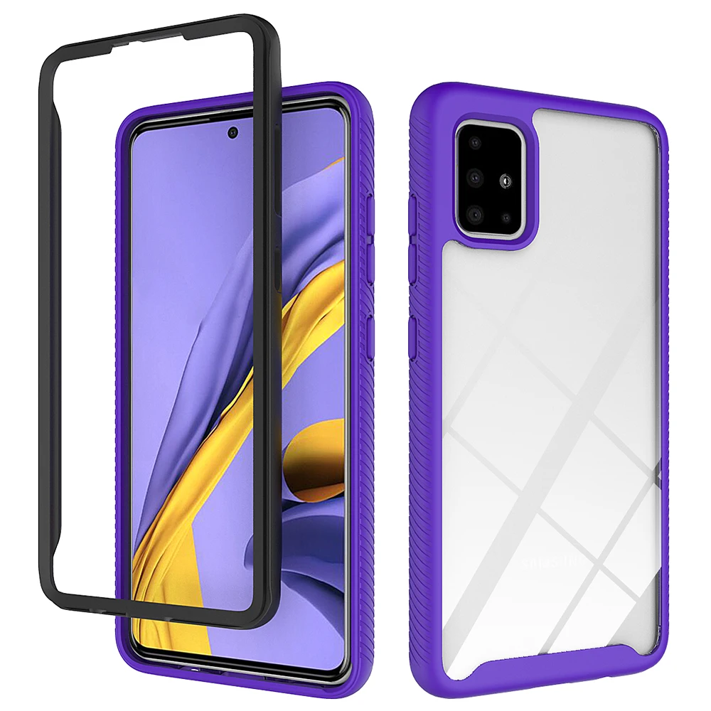 Clear 360 Phone Case For Samsung Galaxy M51 M31 A50 A50S A20S A10S A30S A20 A30 A10 A70 A20E 2 in 1 Frame Armor Shockproof Cover