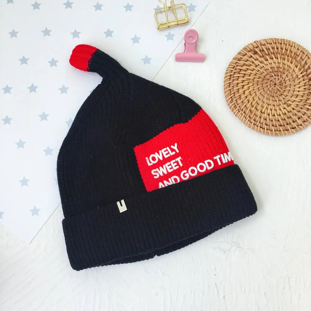 Детская шапка Skullie Beanies для мальчиков и девочек, зимняя шапка с мультяшными буквами и ушками, теплые эластичные модные аксессуары