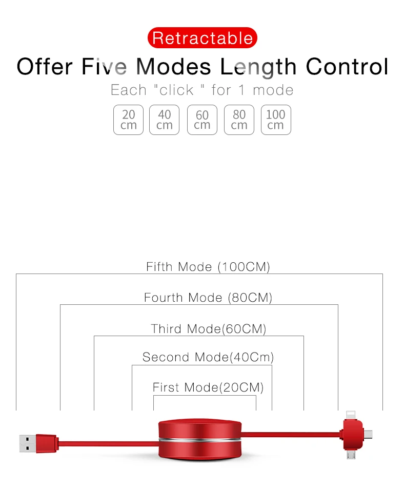 Cafele 3 в 1 Micro usb type C 8 Pin USB кабель для iPhone X 8 7 6 Крест Дизайн выдвижной 100 см USB кабель для Xiaomi