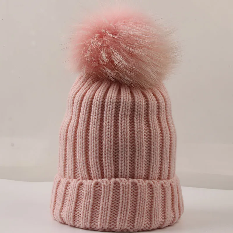 DANKEYISI шарик из меха норки шапка Меховые помпоны Skullies Beanies зимняя женская шапка для девочки вязаные шапки шапка женский головной убор из плотной ткани - Цвет: light pink