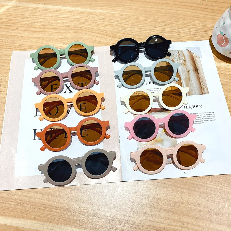 

Korean Children's Sunglasses Retro solid round frame small face Sunglasses Ultraviolet-proof Convenience Glasses Eyeglass Kids