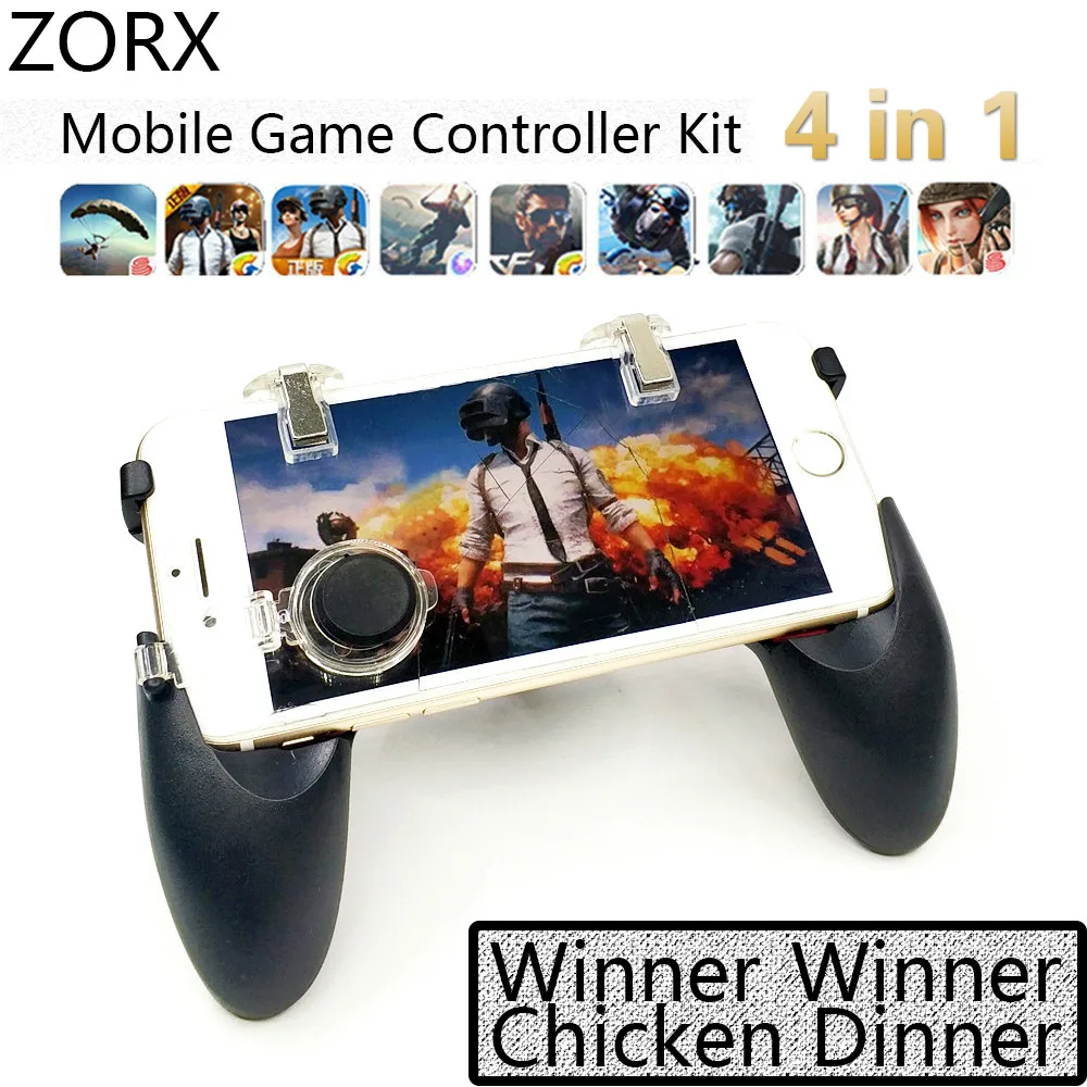 

Pubg Mobile 4 in 1 Gamepad Phone Controller Metal Shooter Trigger Fire Button for Call of Duty Game Joystick L1R1 IOS Android