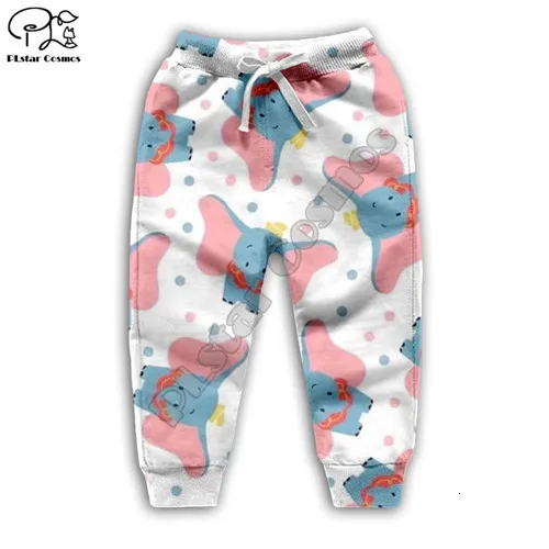 kids pants Семейная одежда для детей, 3D толстовки с капюшоном пальто на молнии с принтом аниме Дамбо толстовка для мальчиков и девочек детская толстовка с капюшоном, шорты, штаны, футболка - Цвет: kids pants