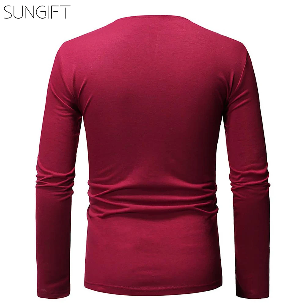 SUNGIFT африканская Дашики, традиционный Мужской Топ, мужская длинная футболка, круглый вырез, длинный рукав, принт, строчка,, Новая африканская одежда