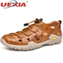 UEXIA; Новинка; кожаные сандалии ручной работы; Уличная обувь; коллекция года; Летняя мужская обувь; дышащая повседневная обувь; прогулочная пляжная обувь; Размер 47