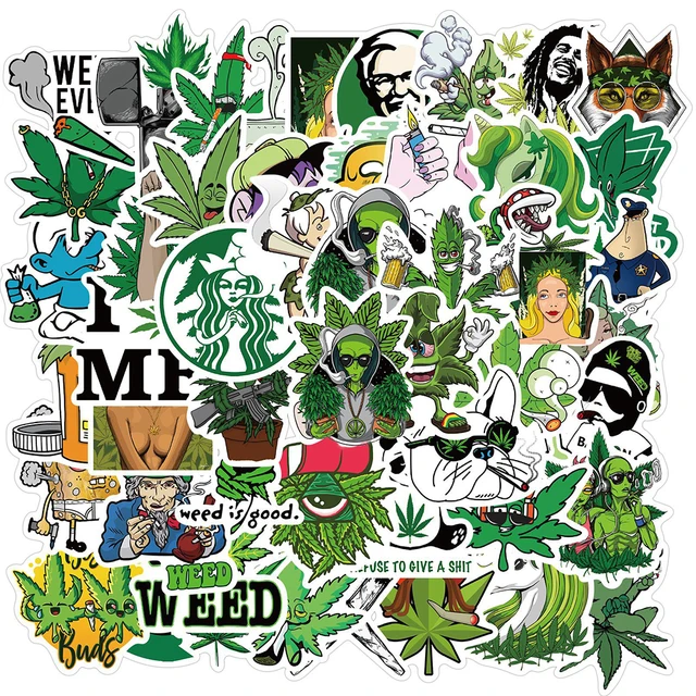 10/30/50PCS Funny Characters Leaves Weed Smoking Graffiti Stickers Bike Travel Luggage Guitar Laptop PVC Waterproof Cool Sticker 1