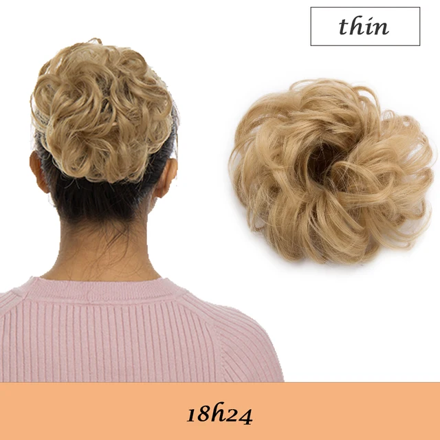 HAIRRO 80g Straight Donut Chignon Hairpieces Synthetic Ombre Elastic Updo Chignon Fluffy Messy Scrunchies Hair Bun For Women 18h24-28g