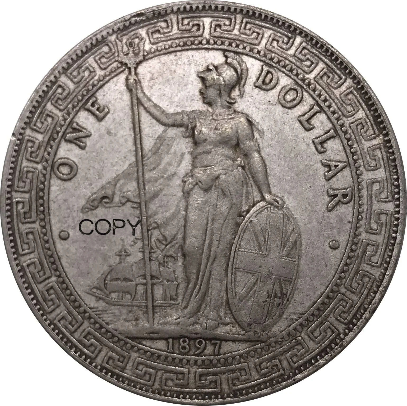 

Монета Великобритании 1897, 1 доллар, британская торговля, купроникель с покрытием из серебра, Гонконг, Yi Юань, металлические китайские литые копировальные монеты