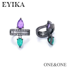 EYIKA, новинка, украшение для ушей, женские клипсы для ушей, поддельные серьги, смешанные цвета, сплав, кристалл, камень, груша, форма для женщин, простые ювелирные изделия