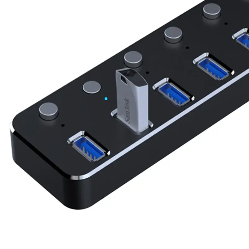 Alumunium 3,0 концентратор супер скорость 7 портов внешний микро-usb-хаб разветвитель портативный для Apple Macbook Air ноутбук ПК планшет концентратор
