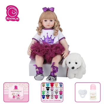 

58CM Reborn Toddler Doll Floral Dress Rebirth Doll Simulation Doll Brown Eye lifelike Bebes rebirth doll Child Playmate