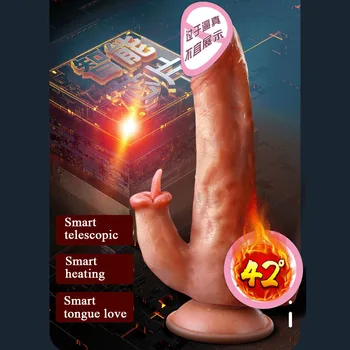 Realistic Dildo Wireless Remote Telescopic Swing Dildo Vibrator Tongue Massager Heating Penis G Spot Massage Sex Toy For Women 3