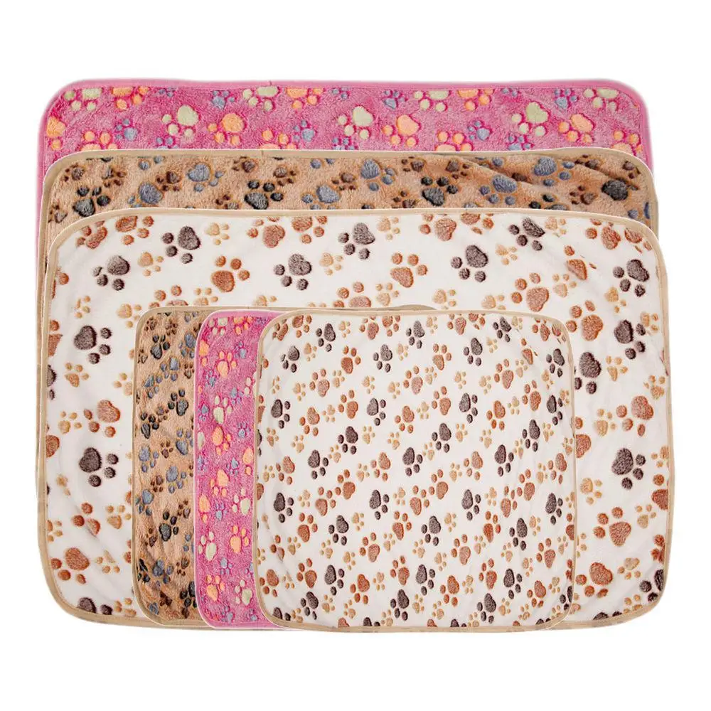 Pet Dog Mat Soft Flannel Fleece Paw Foot Print Warm Cat Beds Mats for Small Large Dogs Cats Supplies | Дом и сад