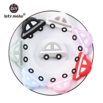 

Let'S Make 5pcs Baby Silicone Beads Multi-color Mini Car Molars Baby Teether Necklace Bracelet Accessories Baby Molar Teether