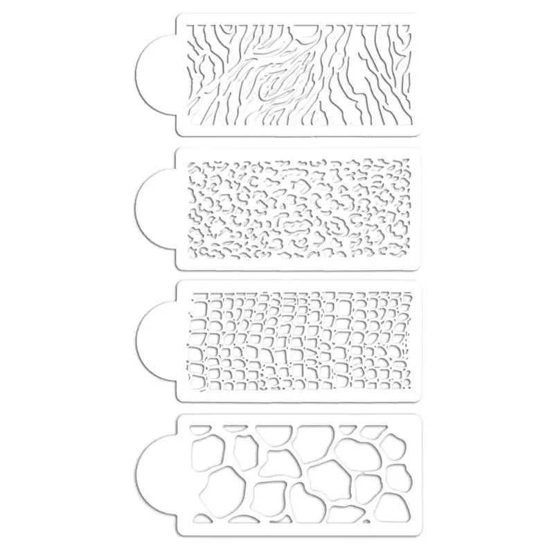 

4X Animals Skin Cake Stencil for Wedding Fondant Cake Decorating Tool Mold
