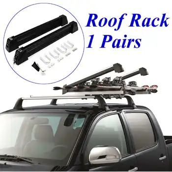 

1 Pair Aluminum Alloy Car Auto Roof Rack Ski Snow Board Carrier Holders Roof Rack Mounted Lockable Luggage Stand Max Load 70Kg