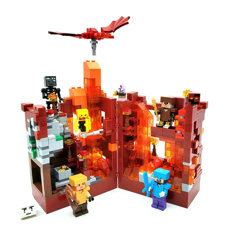 Lava Mine пещера изменяемый строительный блок со Стивом фигурки совместимые с мини