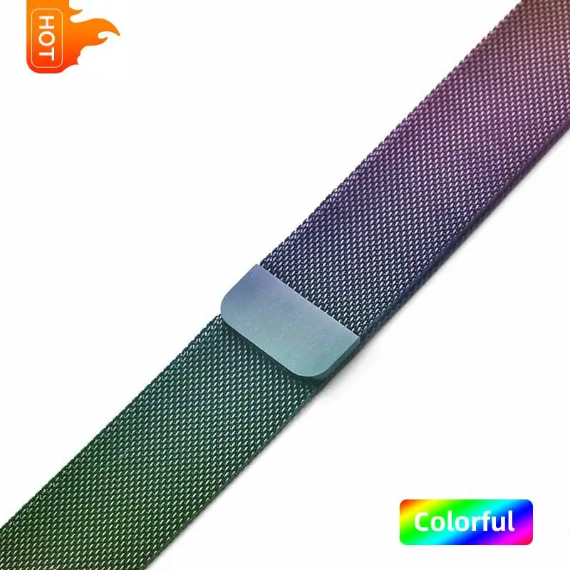 Браслет для часов «Миланская петля» петли для наручных часов Apple Watch, Нержавеющая сталь браслет для наручных часов iwatch серии 5/4/3/2/1 44 мм/40 мм, 42 мм, 38 мм и нержавеющая сталь металлический ремешок для часов - Цвет ремешка: Multicolor