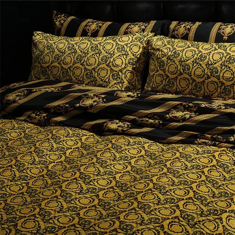 Gold black C Высококачественный роскошный французский итальянский стиль, рококо, король, королева, размер кофе, золотой цвет, Зебра, Леопардовый принт, свадебные комплекты постельного белья - Цвет: Gold black C