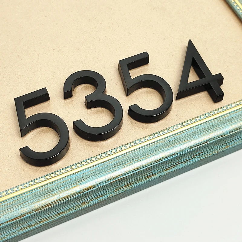 5.8CM 3D Black House Door Number Plate Home Number Street Mailbox Number Stickers Numbers Flat Number Hotel Number Outdoor Door