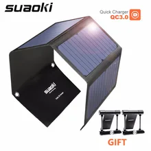 SUAOKI 28 Вт портативное солнечное зарядное устройство, светильник от солнца QC 3,0, быстрая зарядка, 3 USB 3,1 А, выходной порт для смартфонов и планшетов