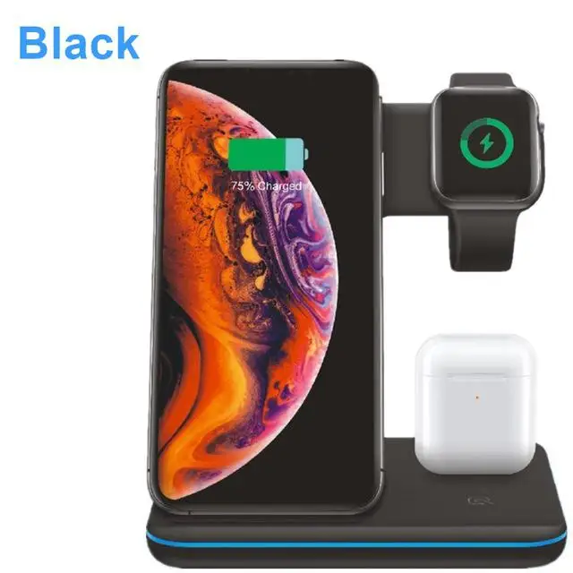 3 в 1 Универсальное 15 Вт Qi Беспроводное зарядное устройство для Iphone X 8 Xiaomi Quick 3,0 быстрая зарядная док-станция Подставка для Apple Airpods Watch 4 3 2 1