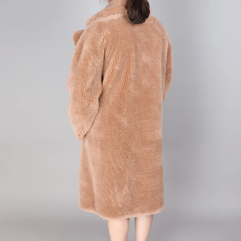 Maomaokong/ модная новинка, зимнее женское пальто из натуральной овечьей шерсти, теплая Свободная куртка