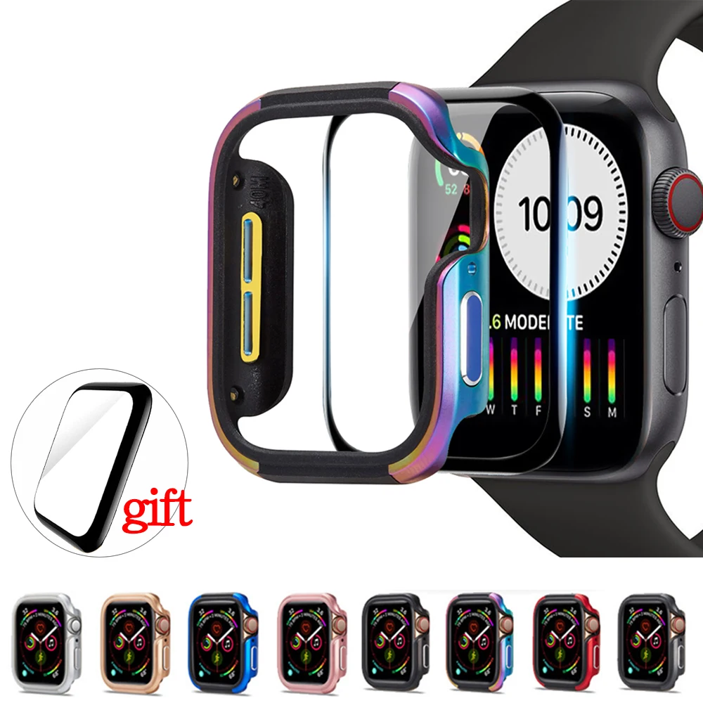 Cover For apple watch Case 44mm 40mm TPU+aluminum alloy Ultra thin full