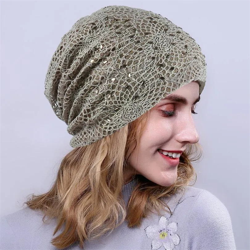 INDJXND зимние шапки для женщин бини для мужчин Skullies Bonnets Стразы индийский кружево Эластичный Тюрбан шляпа Вязание волос головной убор теплый