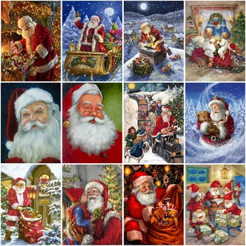 

5D Diamond Painting Santa Claus Mosaic Christmas Gift Full Round Diamond Embroidery Winter Snow DIY Cross Stitch Home Decor