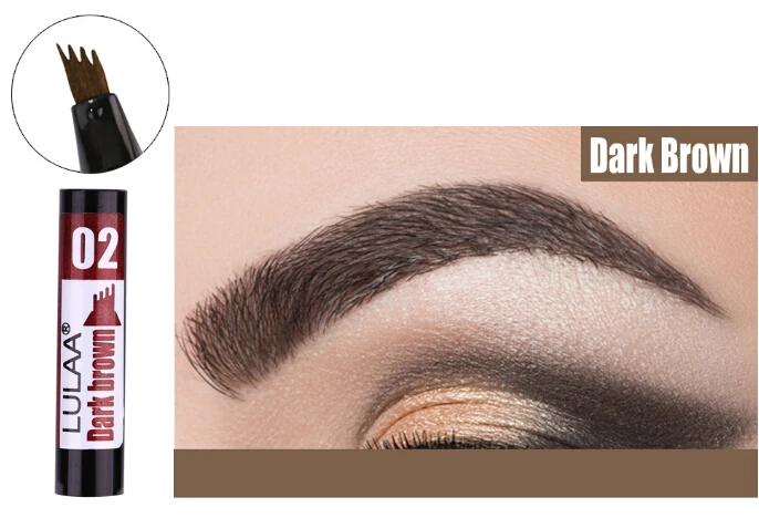 Dark Brown Микроблейдинг бровей татуировки Ручка водонепроницаемый четыре-коготь тени для бровей карандаш для бровей вилка кончик тату карандаш косметика по уходу за бровями помпон - Цвет: Dark Brown