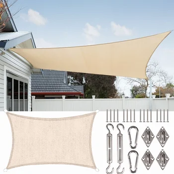 

185GSM HDPE Sun Shade Sail 2x3M Rectangle 3x3x3M Ttriangle 95% UV Block Sunshade Net Tent Outdoor Patio Garden With Hardware Kit