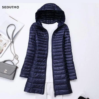 

SEDUTMO Winter Long Ultra Light Duck Down Jackets Women Plus Size 3XL Down Coat Spring Puffer Jacket Slim Hooded Parkas ED230