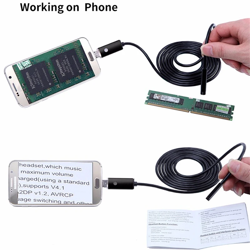 Камера для осмотра 2 в 1 USB Водонепроницаемая Компьютерная видеокамера в реальном времени для мобильных телефонов Водонепроницаемая камера для осмотра