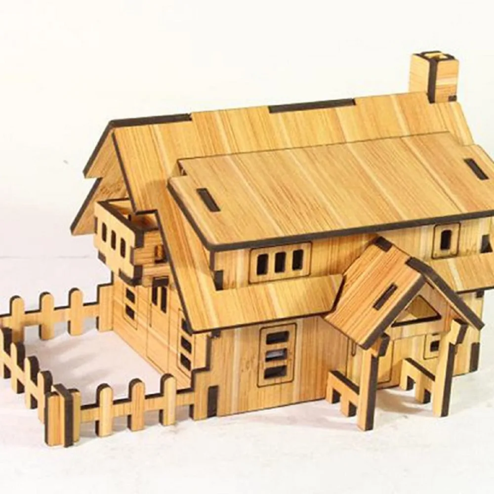 Детские дошкольные развивающие игрушки, детские DIY 3D деревянные в западном стиле, для строительства домика, PuzzlesToys, модель, игрушки ручной работы