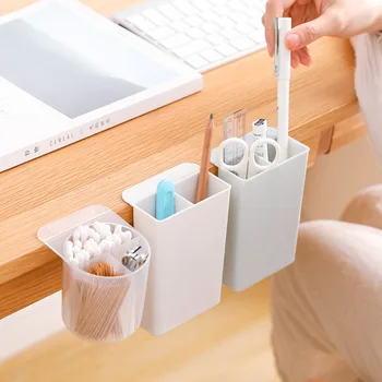 

Yisuremia Durable Self-Adhesive Desk Pen Holder Pencil Case Desktop Organizer Container Storage Box School Office Stationery