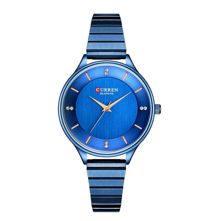 blue Топ бренд CURREN Для женщин часы дамы японский класса люкс кварцевые наручные часы ультра-тонкие модные Водонепроницаемый часы Reloj Mujer - Цвет: blue
