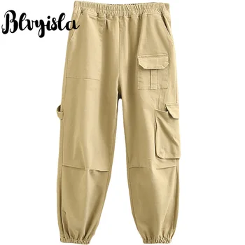 

4XL 3XL Oversize Loose High Waist Stretch Casual Pant Overalls Overweight Female Trousers Pockets Cargo Style Pants