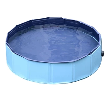 

Pet Swimming Foldable Bathing Tub Padding Pool Dog Pet Puppy Washer Indoor/Outdoor(Blue,Φ80 x 20H)