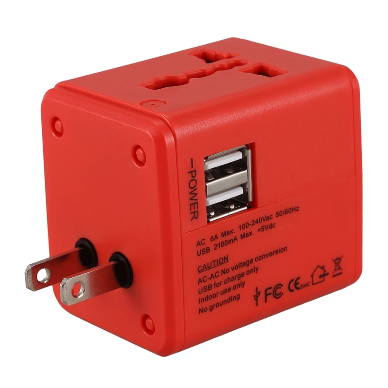 

Multi-Function Universal Converter Usb Conversion Socket Travel Power Plug Adapter(Red)