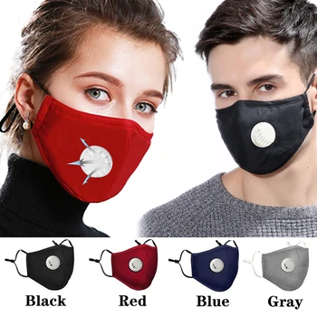 

Reusable Face Mask Cotton Breath Valve PM2.5 Filters Easy Breathe Anti-Dust Pollution Haze Mask for Adult