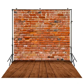 

HUAYI Retro Wood Planks Floor Decoration Red Brick Wall Background Backdrops For Portrait Photoshoot Photography Backdrops W-113
