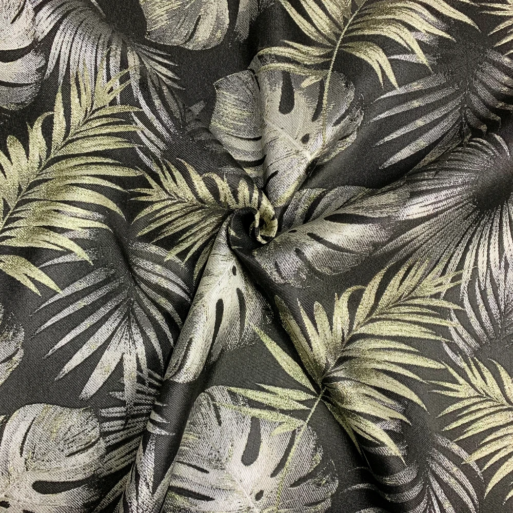 Modern Black Fabric Jacquard Woven Tropical Plants Leaves Sofa Curtain Chair Home Upholstery Cloth 280cm width sell by meter | Дом и сад